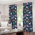 Funny Christmas Animals Pattern Print Extra Wide Grommet Curtains