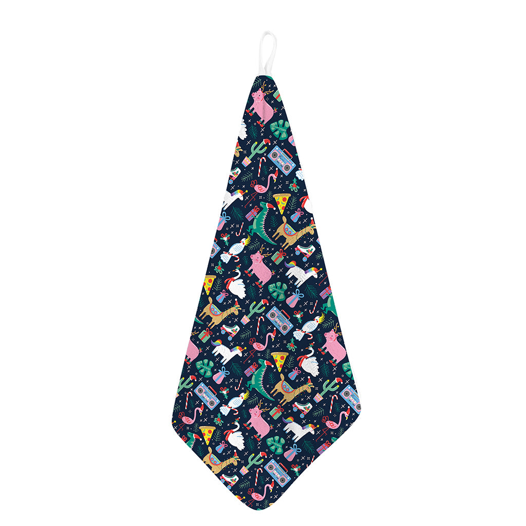 Funny Christmas Animals Pattern Print Hand Towel