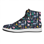 Funny Christmas Animals Pattern Print High Top Leather Sneakers