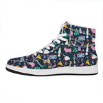 Funny Christmas Animals Pattern Print High Top Leather Sneakers
