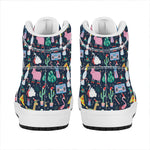 Funny Christmas Animals Pattern Print High Top Leather Sneakers