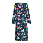 Funny Christmas Animals Pattern Print Hooded Bathrobe