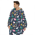 Funny Christmas Animals Pattern Print Hoodie Blanket