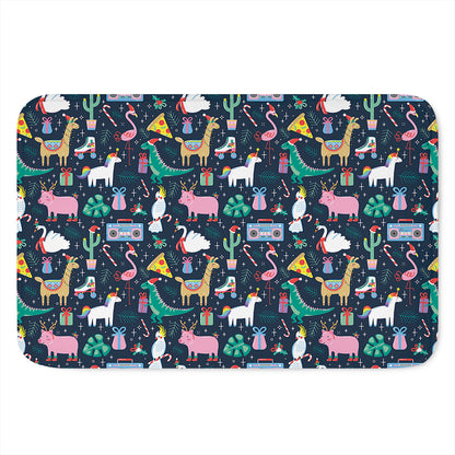 Funny Christmas Animals Pattern Print Indoor Door Mat
