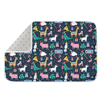 Funny Christmas Animals Pattern Print Indoor Door Mat