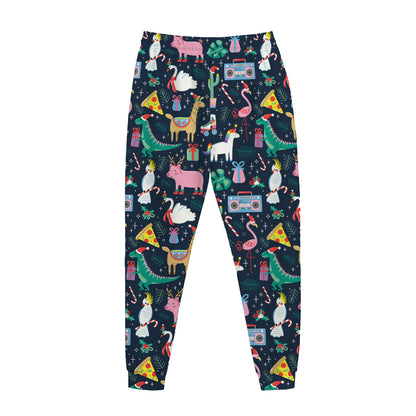 Funny Christmas Animals Pattern Print Jogger Pants