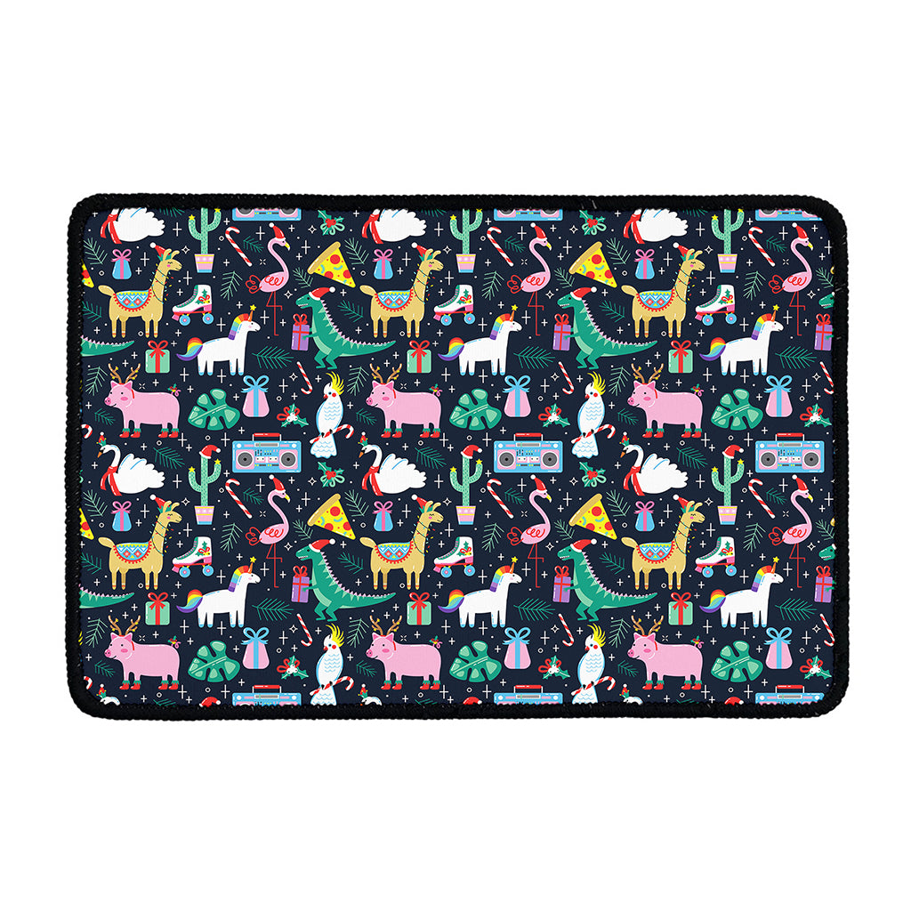 Funny Christmas Animals Pattern Print Kitchen Mat