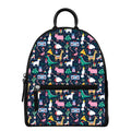 Funny Christmas Animals Pattern Print Leather Backpack