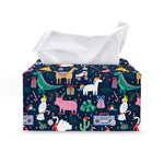 Funny Christmas Animals Pattern Print Leather Tissue Box Cover