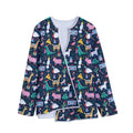 Funny Christmas Animals Pattern Print Long Sleeve Short Coat