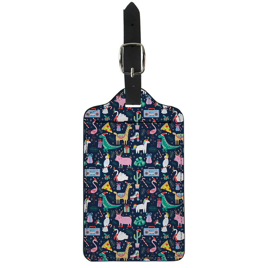 Funny Christmas Animals Pattern Print Luggage Tag