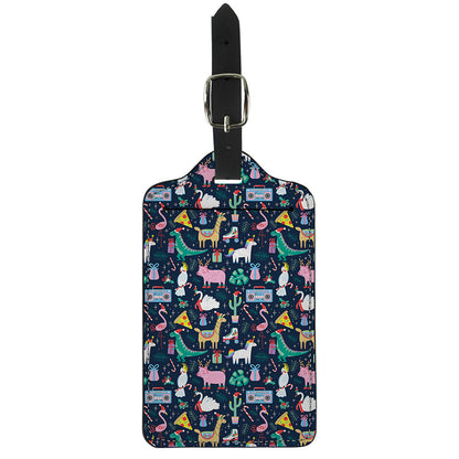 Funny Christmas Animals Pattern Print Luggage Tag