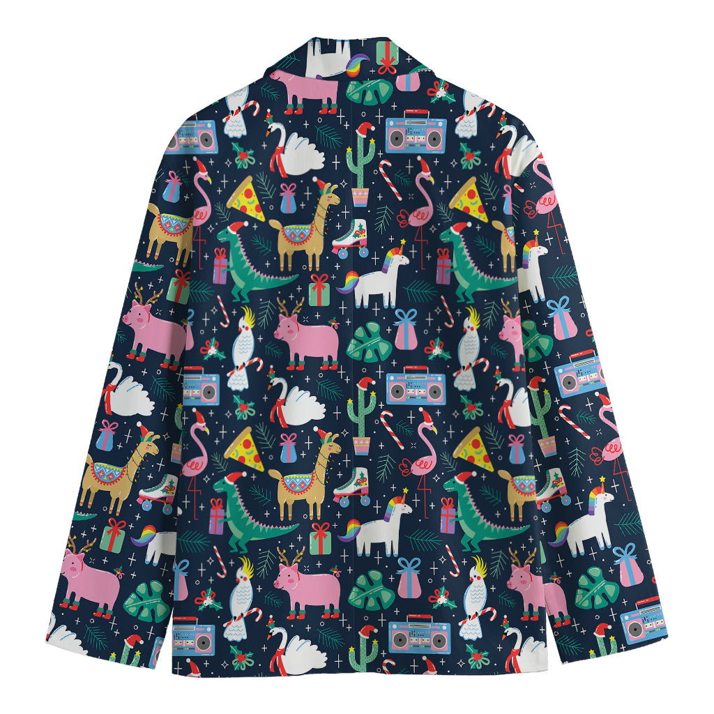 Funny Christmas Animals Pattern Print Men's Blazer