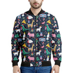 Funny Christmas Animals Pattern Print Men's Bomber Jacket