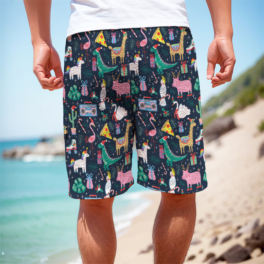 Funny Christmas Animals Pattern Print Men's Cargo Shorts