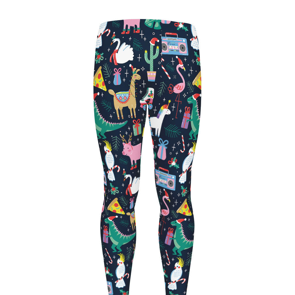 Funny Christmas Animals Pattern Print Men's leggings