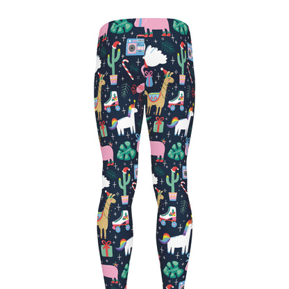 Funny Christmas Animals Pattern Print Men's leggings