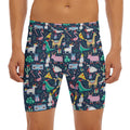 Funny Christmas Animals Pattern Print Men's Long Boxer Briefs