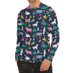 Funny Christmas Animals Pattern Print Men's Long Sleeve Rash Guard