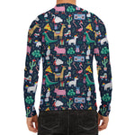 Funny Christmas Animals Pattern Print Men's Long Sleeve Rash Guard