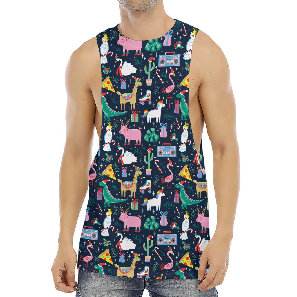 Funny Christmas Animals Pattern Print Men's Muscle Tank Top