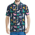 Funny Christmas Animals Pattern Print Men's Polo Shirt