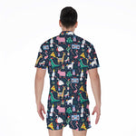Funny Christmas Animals Pattern Print Men's Rompers