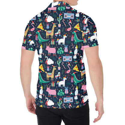 Funny Christmas Animals Pattern Print Men's Shirt