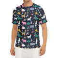 Funny Christmas Animals Pattern Print Men's Short Sleeve Rash Guard