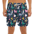 Funny Christmas Animals Pattern Print Men's Split Running Shorts