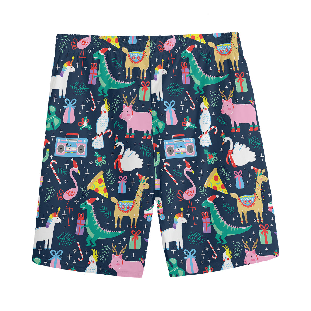 Funny Christmas Animals Pattern Print Men's Sports Shorts