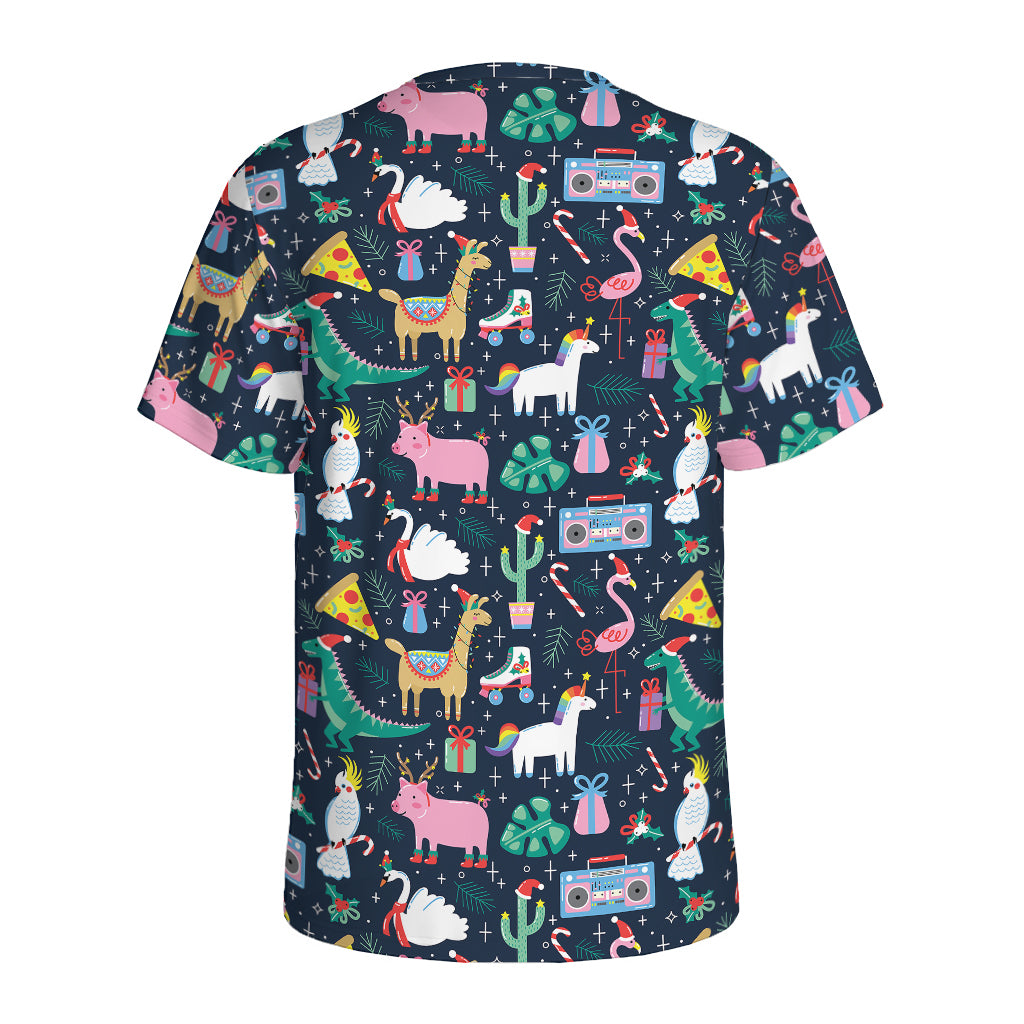 Funny Christmas Animals Pattern Print Men's Sports T-Shirt