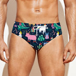 Funny Christmas Animals Pattern Print Men's Swim Briefs