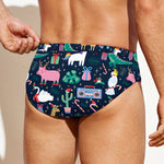 Funny Christmas Animals Pattern Print Men's Swim Briefs