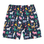 Funny Christmas Animals Pattern Print Men's Swim Trunks