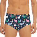 Funny Christmas Animals Pattern Print Men's Triangle Swim Briefs