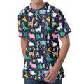 Funny Christmas Animals Pattern Print Men's Velvet T-Shirt