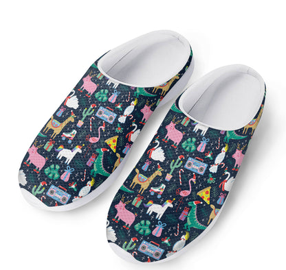 Funny Christmas Animals Pattern Print Mesh Casual Shoes
