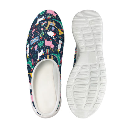 Funny Christmas Animals Pattern Print Mesh Casual Shoes