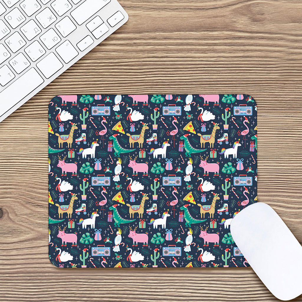 Funny Christmas Animals Pattern Print Mouse Pad