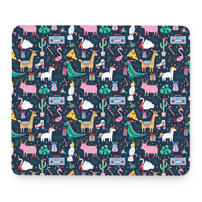 Funny Christmas Animals Pattern Print Mouse Pad