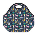 Funny Christmas Animals Pattern Print Neoprene Lunch Bag