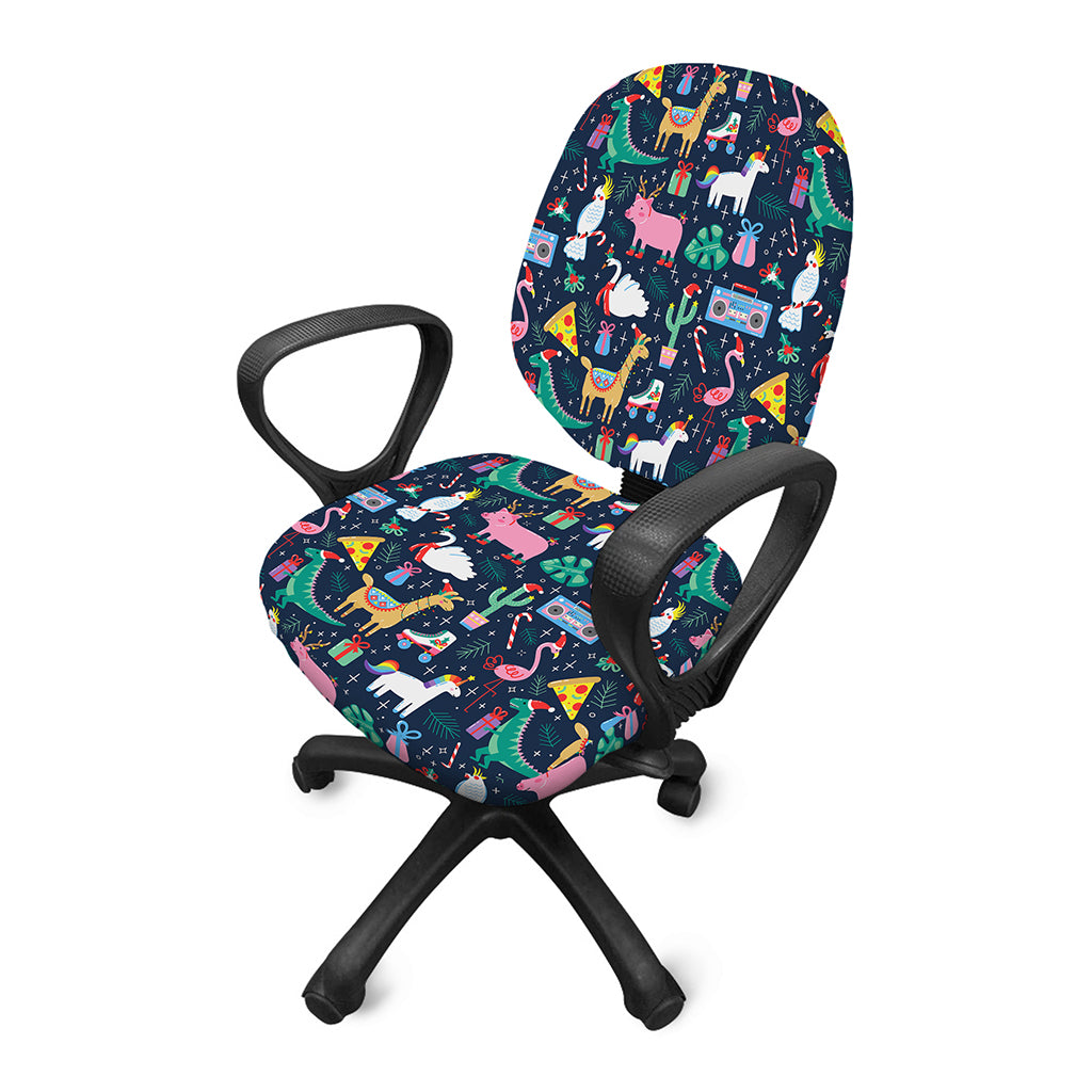Funny Christmas Animals Pattern Print Office Chair Cover