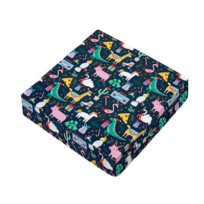 Funny Christmas Animals Pattern Print Outdoor Seat Cushion Cover