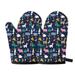 Funny Christmas Animals Pattern Print Oven Mitts
