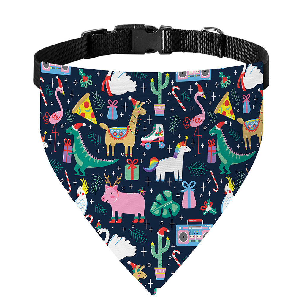 Funny Christmas Animals Pattern Print Over The Collar Dog Bandana