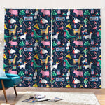 Funny Christmas Animals Pattern Print Pencil Pleat Curtains