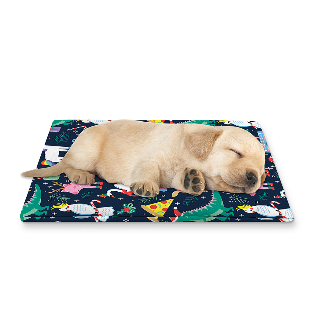 Funny Christmas Animals Pattern Print Pet Cooling Mat Cover