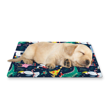 Funny Christmas Animals Pattern Print Pet Cooling Mat Cover