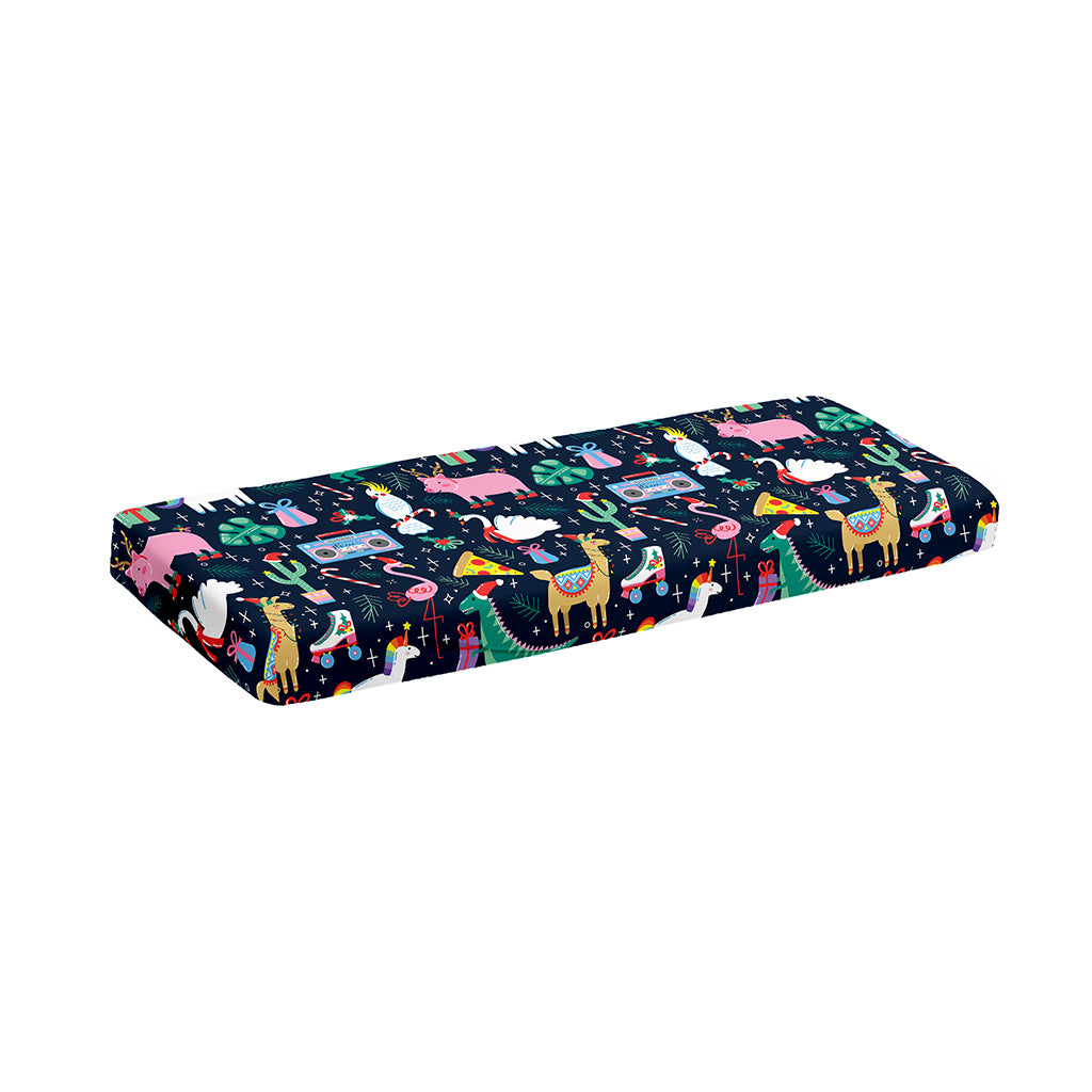 Funny Christmas Animals Pattern Print Piano Keyboard Cover